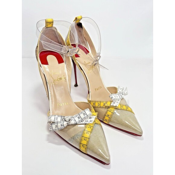 Christian Louboutin Multicolor Tape Measure Trimmed PVC Metri Pumps Sz EU 34.5 - Picture 1 of 16